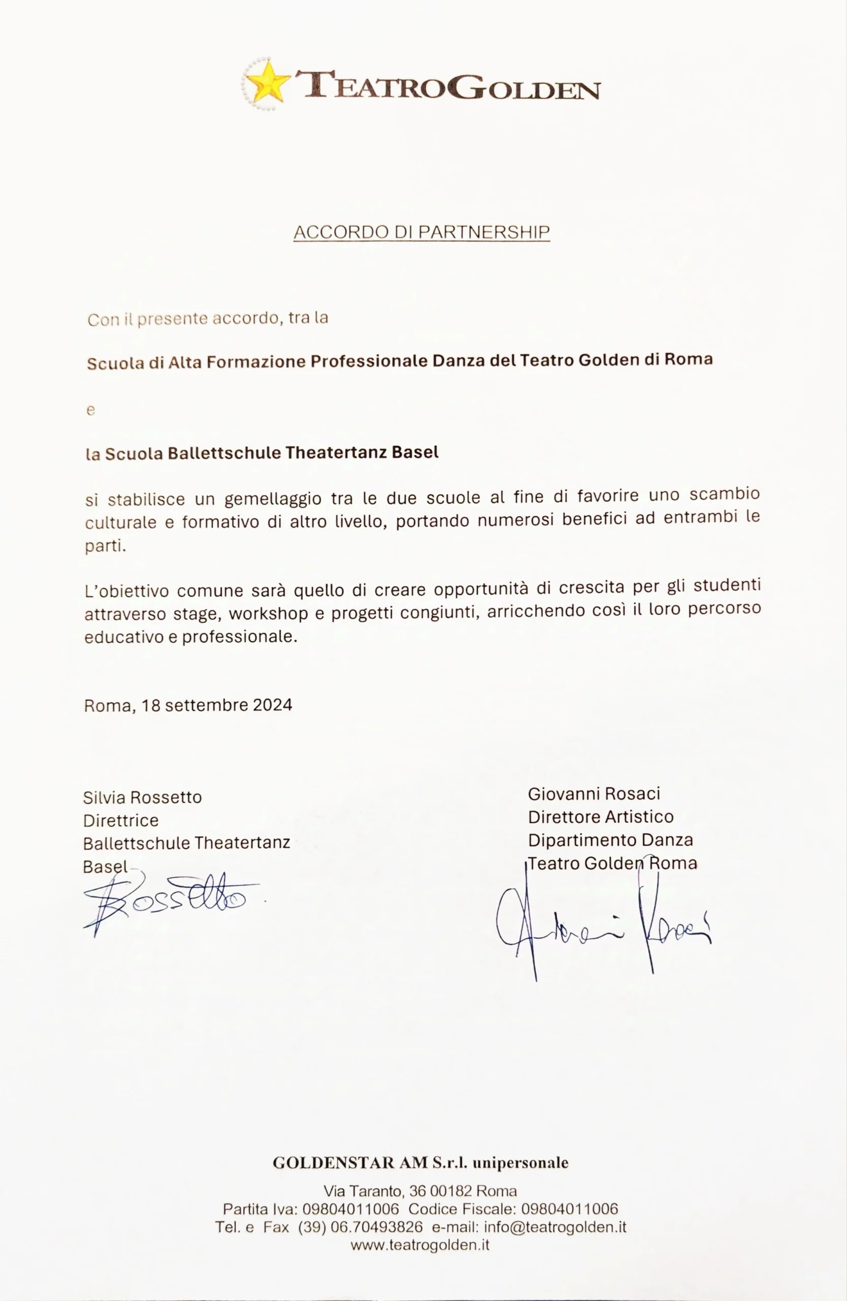 Partnerschaft Teatro Golden di Roma