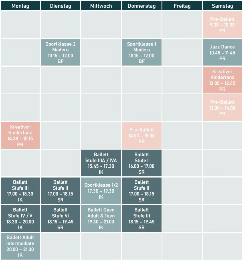 Stundenplan Studio Klosterberg